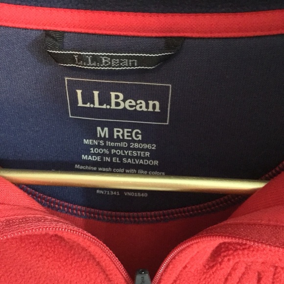 LLbean Mens Red Pullover Fleece - Picture 3 of 4